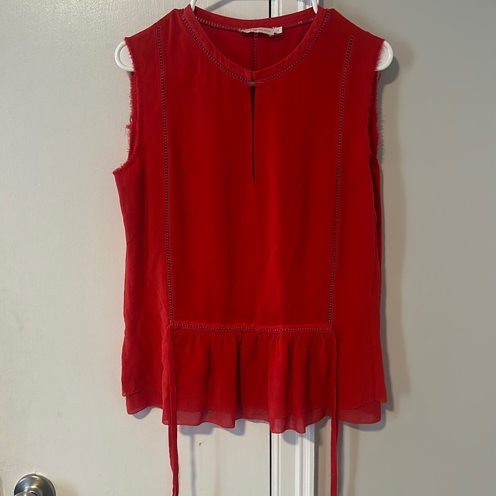 Tory Burch Red Spark Silk Shell Blouse